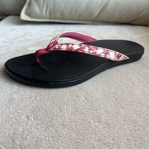 Olukai Ho'opio Tropical Print Thong Flip Flop Sandals Women 5-6 Casual Beach